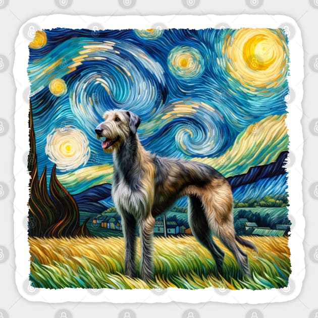 Starry Irish Wolfhound Dog Portrait - Pet Portrait Sticker by starry_night